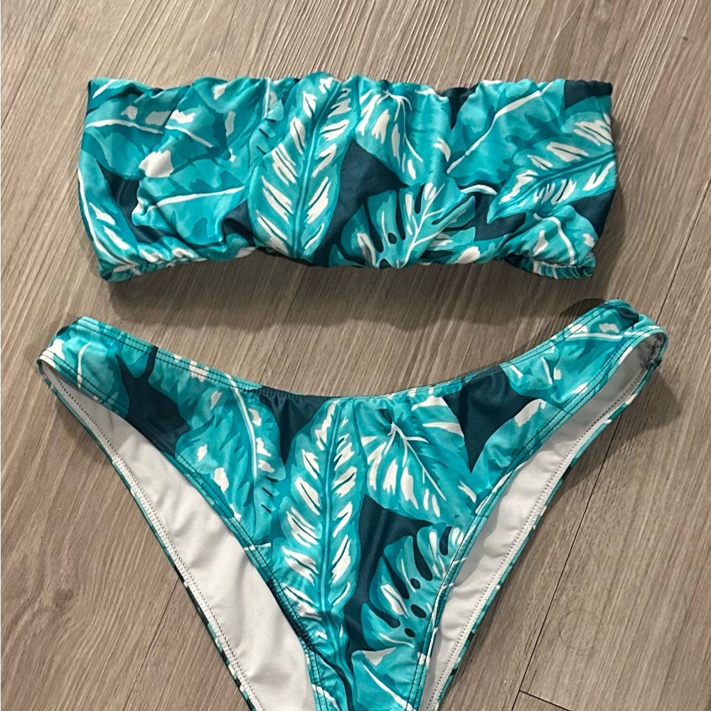 Kenny Flowers Aqua Leaf Bikini Set